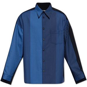 Marni, Overhemden, Heren, Blauw, L, Wol, Loszittend shirt van wol