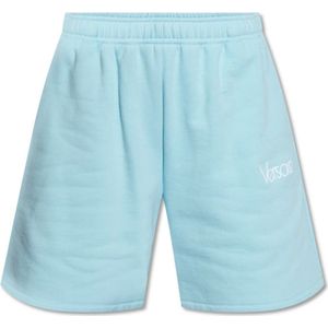 Versace, Korte broeken, Dames, Blauw, 3Xs, Katoen, Shorts met logo