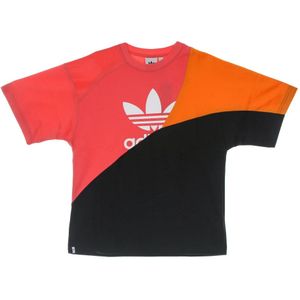 Adidas, Tops, Heren, Veelkleurig, XL, Katoen, Colorblock Tee Heren T-shirt Zwart/Oranje