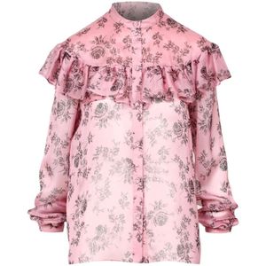 Philosophy di Lorenzo Serafini, Zijden Blouse met Bloemenprint Roze, Dames, Maat:S