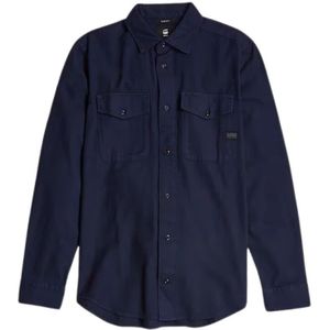 G-star, Overhemden, Heren, Blauw, S, Katoen, Marine Slim Fit Shirt met Borstzakken