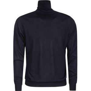 Hindustrie, Truien, Heren, Blauw, 4Xl, Wol, Blauwe Merino Wol Turtleneck Trui