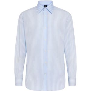 Boggi Milano, Overhemden, Heren, Blauw, 4Xl, Katoen, Regular Fit Gestreept Katoenen Overhemd