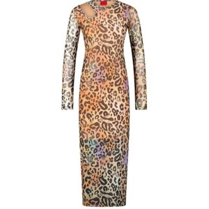 Hugo Boss, Kleedjes, Dames, Veelkleurig, S, Maxi Jurk Nalusia met Animalprint