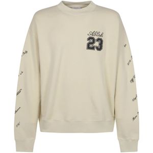 Off White, Sweatshirts & Hoodies, Heren, Beige, 3Xl, Katoen, Skate Crewneck Logo Sweater
