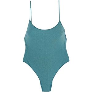 MC2 Saint Barth, Badkleding, Dames, Blauw, M, Nylon, Lurex Thread One-Piece Swimsuit