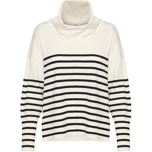 Saint Tropez, Truien, Dames, Beige, XS, Gestreepte Cowlneck Pullover Trui Ice