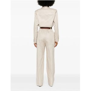 Saint Laurent, Jumpsuits & Playsuits, Dames, Beige, S, Beige Clair Twill Jumpsuit met Riem