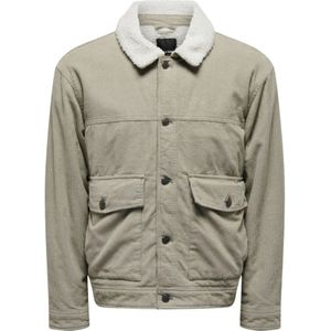 Only & Sons, Grijze Katoenen Blazer met knopen Beige, Heren, Maat:2XL