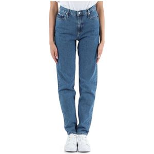 Calvin Klein Jeans, Jeans, Dames, Blauw, W24, Katoen, Hoge Taille Mom Fit Jeans