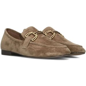 Bibi Lou, Schoenen, Dames, Bruin, 41 EU, Suède, Taupe Loafers van Suède met Goud Element