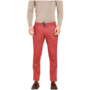 Mason's, Broeken, Heren, Rood, XL, Wol, Wol-Effekt Flanel Extra Slim Fit Chino Broek