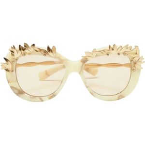 Chanel Vintage, Pre-owned, Dames, Beige, ONE Size, Pre-owned Acetate sunglasses
