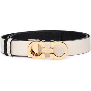 Salvatore Ferragamo, Omkeerbare Leren Haak Riem Beige, Dames, Maat:75 CM