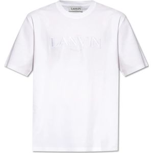 Lanvin, Tops, Heren, Wit, M, Katoen, T-shirt met logo