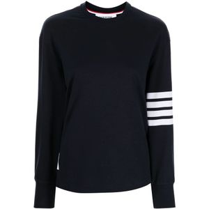 Thom Browne, Tops, Dames, Blauw, S, Katoen, Blauw T-shirt met 4-bar detail