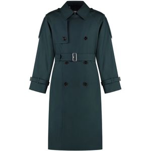 Burberry, Mantels, Heren, Groen, L, Katoen, Klassieke Trenchcoat met Geruite Voering