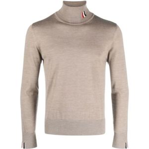 Thom Browne, Truien, Heren, Bruin, XL, Wol, Merino Wool Turtle Neck Pullover