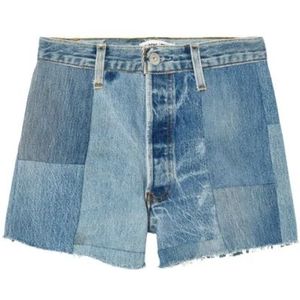 Re/Done, Korte broeken, Dames, Blauw, W24, Denim, Vintage Levi's 70s Patched Shorts