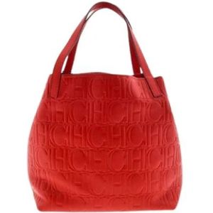 Carolina Herrera, Tassen, Dames, Rood, ONE Size, Leer, Matryoshka S Rode Getatoeëerde Tas