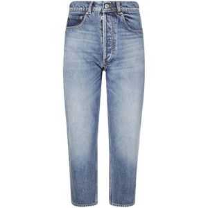 JW Anderson, Jeans, Dames, Blauw, W25, Denim, Cropped Straight Leg Jeans met Zakken