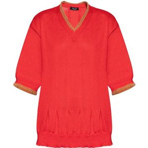 Undercover, Blouses & Shirts, Dames, Rood, L, Rode V-hals korte mouwen trui