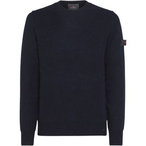 Peuterey, Truien, Heren, Blauw, XL, Wol, Minimalistische Crew-Neck Sweater