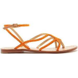 Maliparmi, Schoenen, Dames, Oranje, 38 EU, Gekleurde Kralen Capri Sandalen