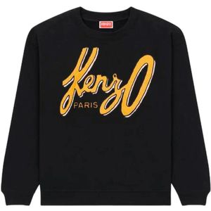 Kenzo, Sweatshirts & Hoodies, Dames, Zwart, M, Katoen, Klassieke Logo Sweatshirt