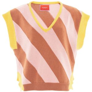 La DoubleJ, Veneziana Argyle Gilet Sweater Roze, Dames, Maat:XL