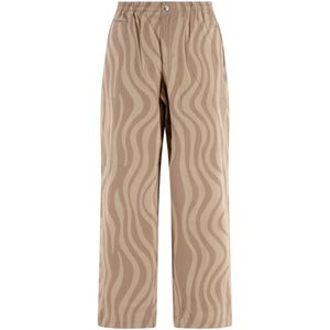 by Parra, Beige Gestreepte Baggy Fit Broek Beige, Heren, Maat:L