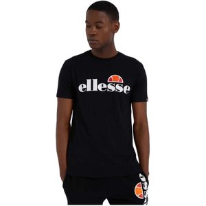 Ellesse, Tops, Heren, Zwart, S, Zwarte Logo Print Korte Mouw T-shirt