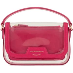 Emporio Armani, Tassen, Dames, Roze, ONE Size, Mini Tas Fuchsia Transparant met Kettingriem