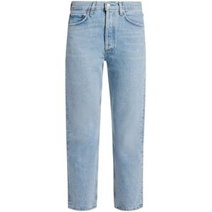 Agolde, Jeans, Dames, Blauw, W24, Katoen, Lichtblauwe Slim Fit Jeans met Vervaagd Effect