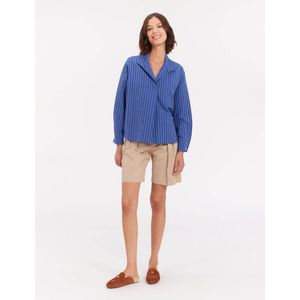 Ines De La Fressange Paris, Blouses & Shirts, Dames, Blauw, L, Katoen, Blauwe Linnen Katoenen Oversized Shirt