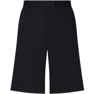Dolce & Gabbana, Korte broeken, Heren, Zwart, L, Katoen, Logo-Plaque Bermuda Shorts