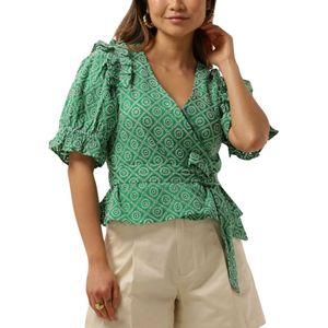 Scotch & Soda, Blouses & Shirts, Dames, Groen, L, Groene Wrap Top Met Broderie Anglaise