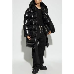 Rick Owens, Mantels, Heren, Zwart, M, Gewatteerde Jas met Capuchon