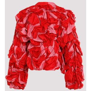 Comme des Garçons, Jassen, Dames, Rood, S, Polyester, Rode Bloemenjas Damesmode