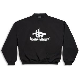 Balenciaga, Sweatshirts & Hoodies, Dames, Zwart, M, Gelaagde Sport Ronde Oversized Sweatshirt
