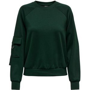 Only, Sweatshirts & Hoodies, Dames, Groen, L, Casual Sweatshirt met Mouwzak