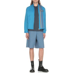 Maison Kitsuné, Korte broeken, Heren, Blauw, M, Katoen, Blauwe Katoenen Bermuda Shorts Hoge Taille