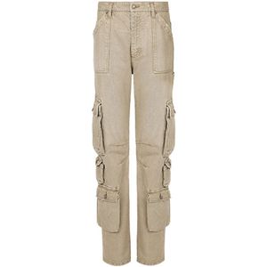 Dolce & Gabbana, Broeken, Dames, Beige, S, Denim, Designer Denim Cargo Broek