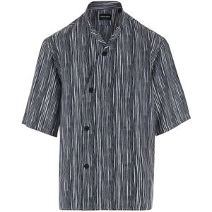 Giorgio Armani, Overhemden, Heren, Veelkleurig, M, Zijden Verticaal Gestreept Kortemouw Overhemd