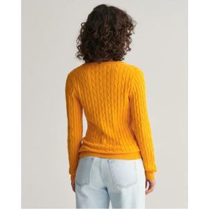 Gant, Truien, Dames, Oranje, S, Katoen, Twisted Cotton V-Neck Sweater