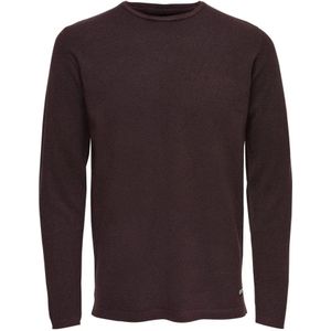 Only & Sons, Truien, Heren, Rood, S, Polyester, Bordeaux Sweatshirt met Lange Mouwen