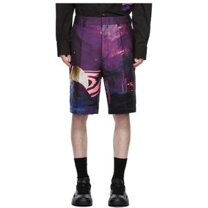 Valentino, Korte broeken, Heren, Paars, L, Katoen, Nacht Water Shorts Hoge Taille Mannen