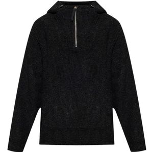 Helmut Lang, Textured hoodie Zwart, Heren, Maat:XL