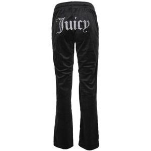 Juicy Couture, Broeken, Dames, Zwart, S, Polyester, Zwarte fluwelen rechte broek