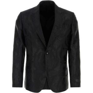 Versace, Geborduurde jacquard blazer Zwart, Heren, Maat:M
